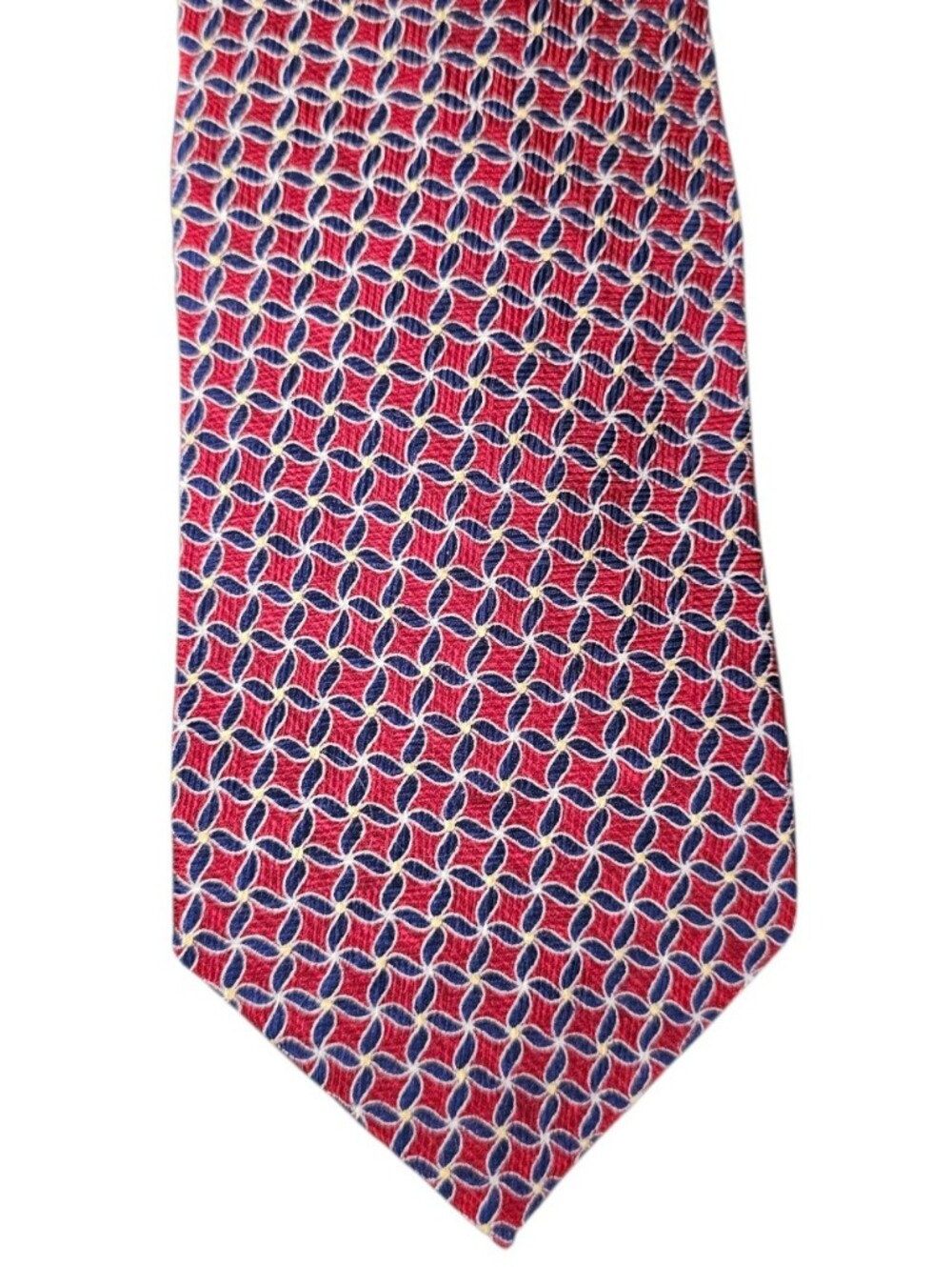 Jos. A. Bank Men's Hand Sewn 100% Silk Dark Red Patterned Tie